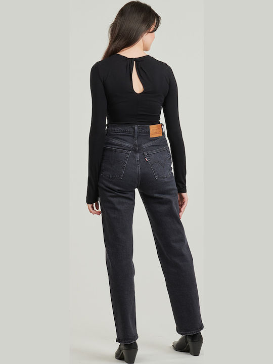 Long Sleeve Bodysuit Slim Fit Black