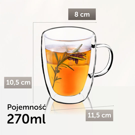 Kadax Κούπα Γυάλινη Διάφανη 270ml 6τμχ