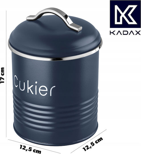 Kadax Βάζο για Ζάχαρη / Καφέ με Καπάκι από Ανοξείδωτο Ατσάλι Μπλε 750ml