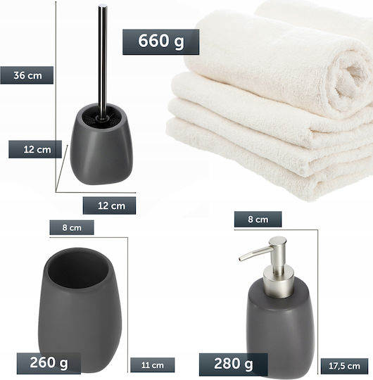 Kadax Set Accesorii Pentru Baie Ceramică Gri 3 Bucăți