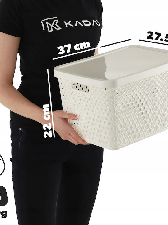 Kadax Coș de Depozitare Plastic cu capac Alb 18lt 1buc