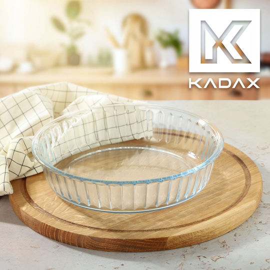 Kadax Στρογγυλό Πυρίμαχο Σκεύος για Τάρτα Γυάλινο με Καπάκι