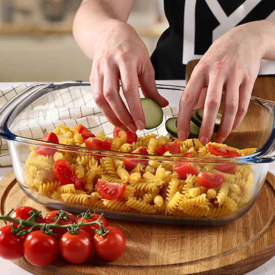 Kadax Rectangular Vas de Gătit Rezistent la Căldură Sticlă cu Capac 5800ml 1buc
