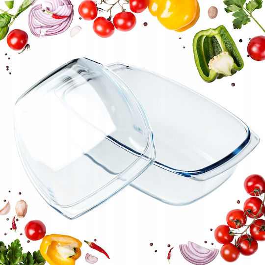 Kadax Rectangular Vas de Gătit Rezistent la Căldură Sticlă cu Capac 5800ml 1buc