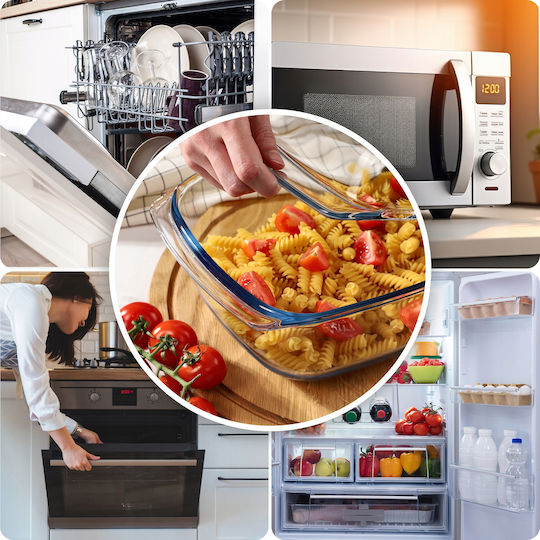 Kadax Rectangular Vas de Gătit Rezistent la Căldură Sticlă cu Capac 5800ml 1buc