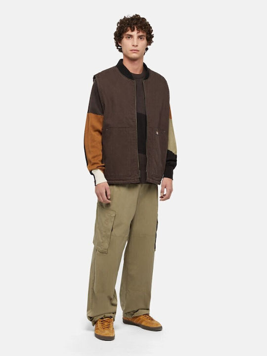 Canvas Sleeveless Jacket Dark Brown