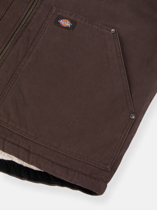 Canvas Sleeveless Jacket Dark Brown