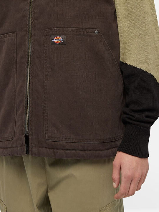 Canvas Sleeveless Jacket Dark Brown