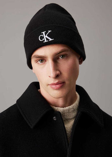 Beanie Unisex Σκούφος Πλεκτός σε Μαύρο χρώμα