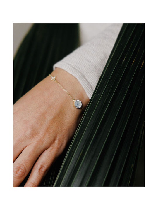 Themelidis Jewels Kids Bracelet from Gold 9K with Evil Eye & Σταυρό