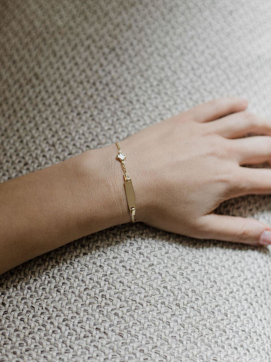 Themelidis Jewels Παιδικό Βραχιόλι Ταυτότητα από Χρυσό 9K με Σταυρό