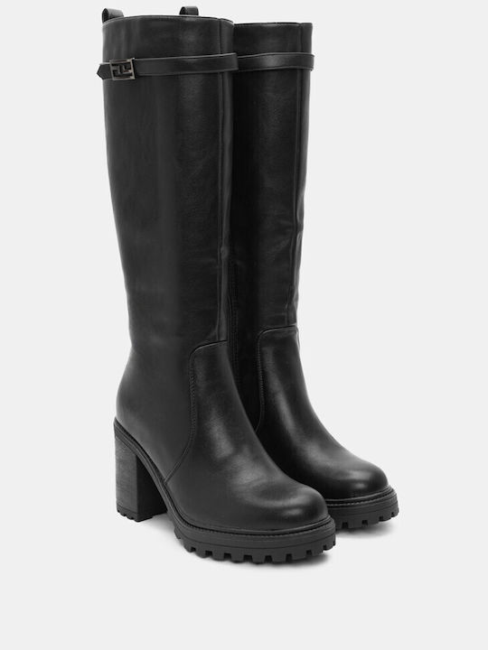 Luigi Synthetic Leather Women's Boots with Zipper & Fur Black