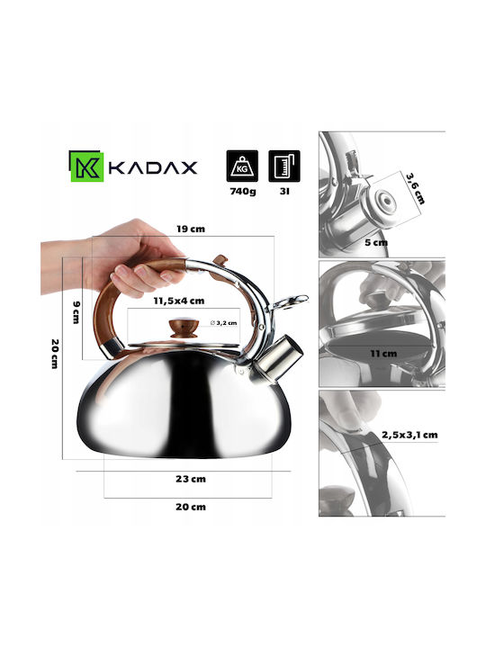 Kadax Teapot Stainless Steel Silver 2500ml