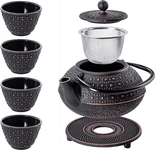 Kadax Kadax Teekanne mit Tasse Gusseisen Schwarz 800ml