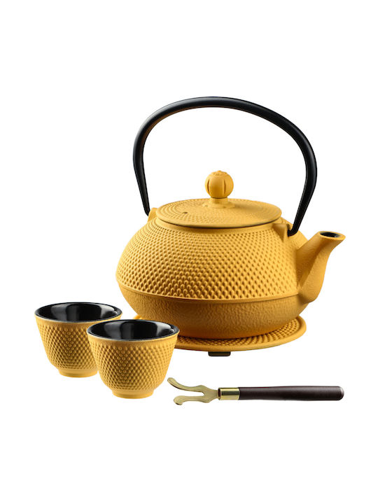 Kadax Teekanne mit Tasse Gusseisen Gelb 850ml