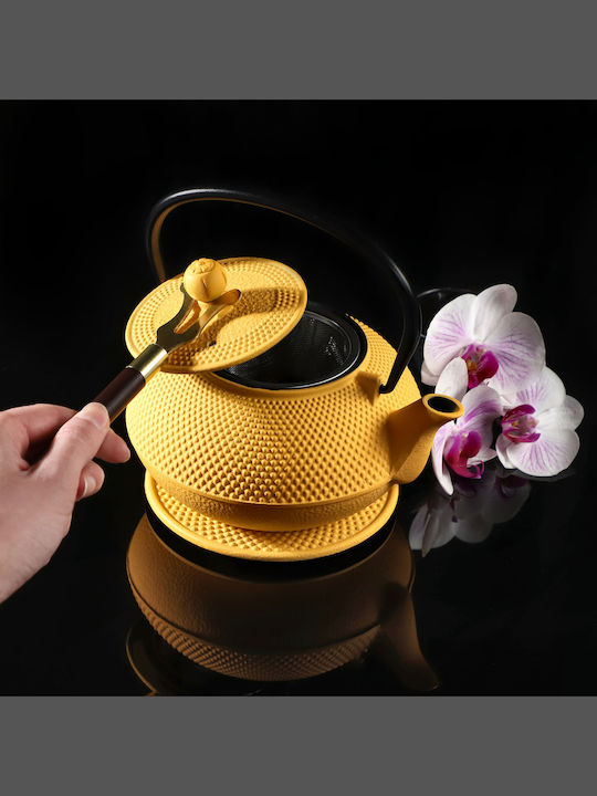 Kadax Teekanne mit Tasse Gusseisen Gelb 850ml