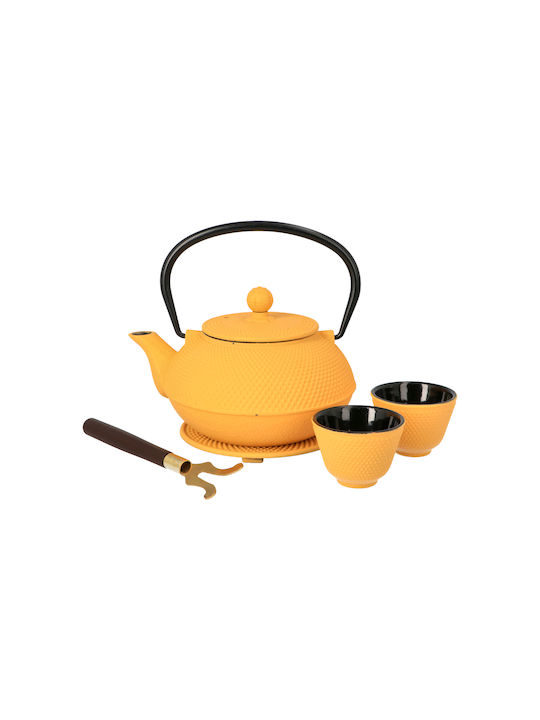 Kadax Teekanne mit Tasse Gusseisen Gelb 850ml