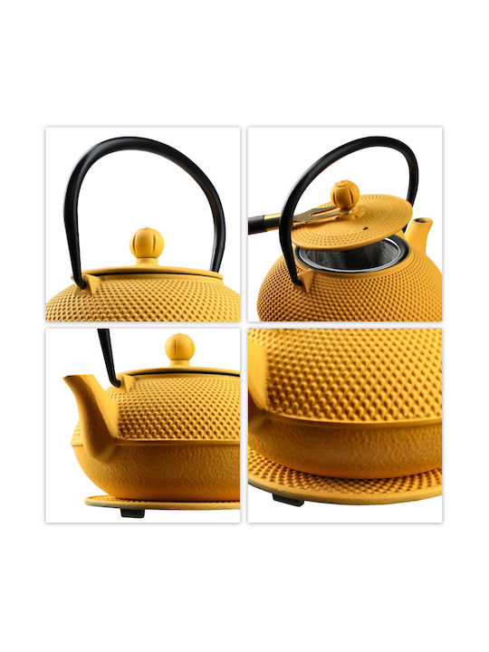 Kadax Teekanne mit Tasse Gusseisen Gelb 850ml