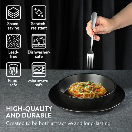 Navaris Black Ceramic Dinnerware Set 8pcs