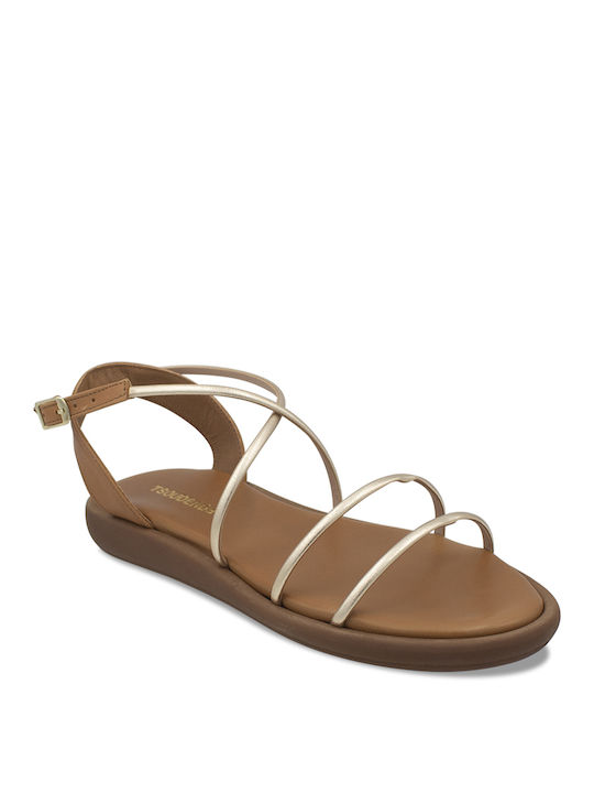 Tsouderos Shoes Women's Flat Sandals in Brown Color