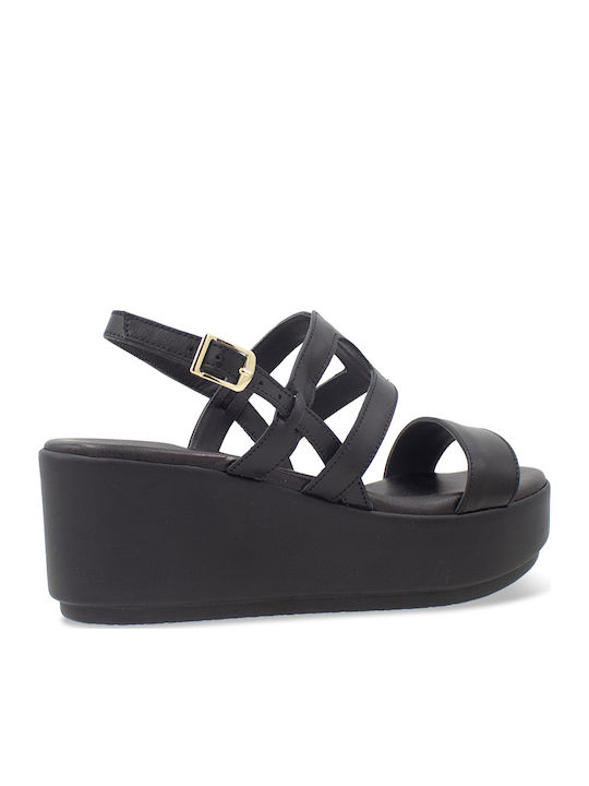 Women's Leather Platform Shoes Black
