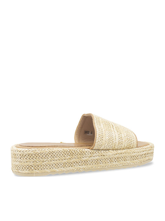 Women's Synthetic Leather Platform Wedge Sandals Beige