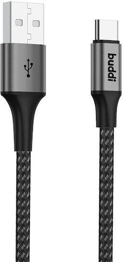 Buddi USB 2.0 Cable USB-C male - USB-A 12W Μαύρο 1m 122489