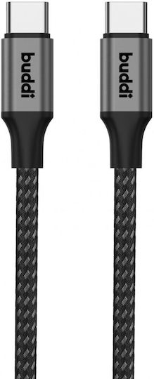 Buddi USB 2.0 Cable USB-C male - USB-C 60W Μαύρο 2m 122490