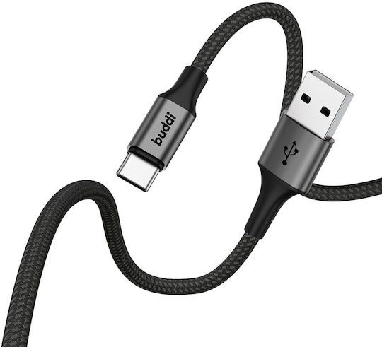 Buddi USB 2.0 Cable USB-C male - USB-A 12W Μαύρο 1m 122489