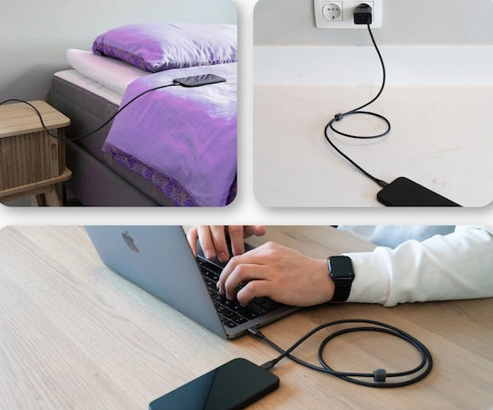 Buddi USB 2.0 Cable USB-C male - USB-A 12W Μαύρο 1m 122489
