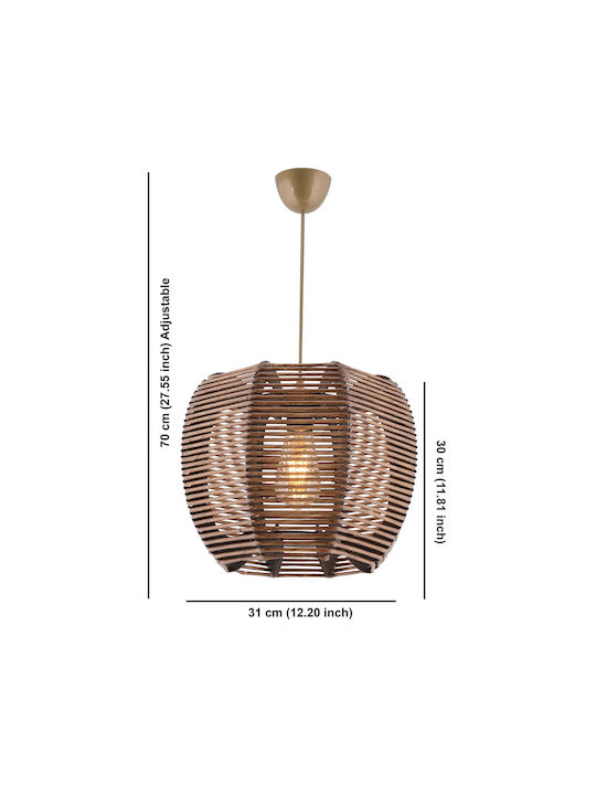 Neta Adjustable Pendant Light Brown with Socket E27 31x70x70cm