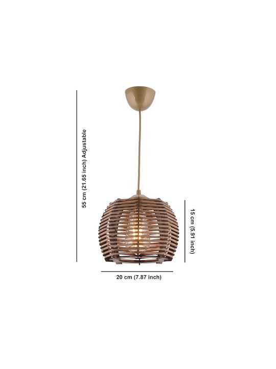Koce Adjustable Pendant Light Brown with Socket E27 20x20x55cm