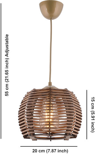 Koce Adjustable Pendant Light Brown with Socket E27 20x20x55cm