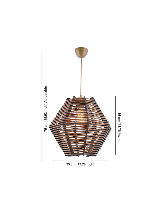 Faunus Adjustable Pendant Light Brown with Socket E27 35x35x75cm