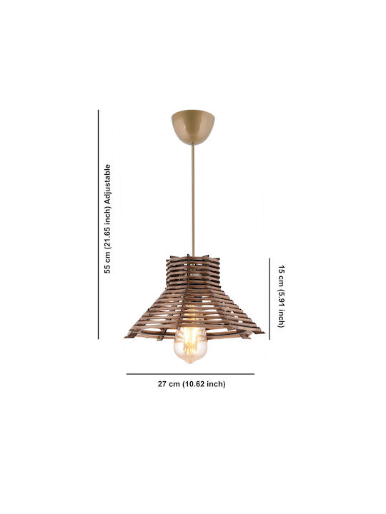 Hope Adjustable Pendant Light Brown with Socket E27 27x27x55cm