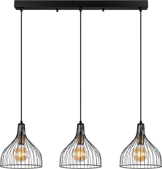 Opviq Cafu Reglabil Lustră Negru Calea ferată cu Dulie E27 94x25x121cm.