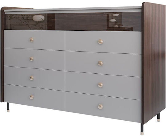Comoda pentru Dormitor Forza cu 8 sertare Boras/oak-ashy 130x52x92.5buc