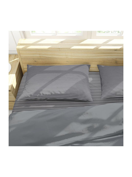 Flamingo Bettlaken für Einzelbett mit Gummiband 100x200+32cm. Chic Grey