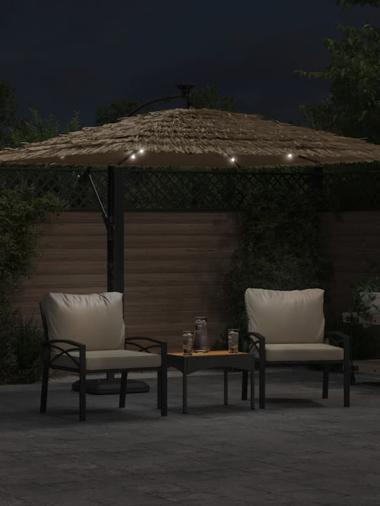 Hanging Circular Wicker Umbrella Brown Diameter 2.46m Height 2.3m