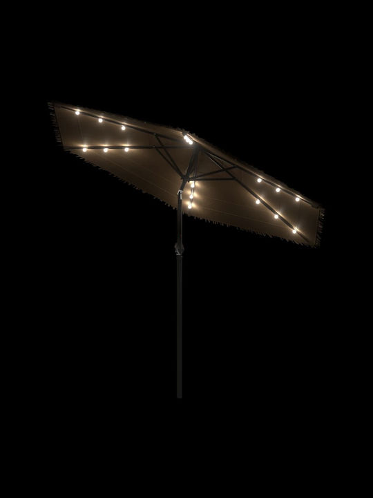 Circular Wooden Brown Garden & Terrace Parasol F2.26xH2.26m