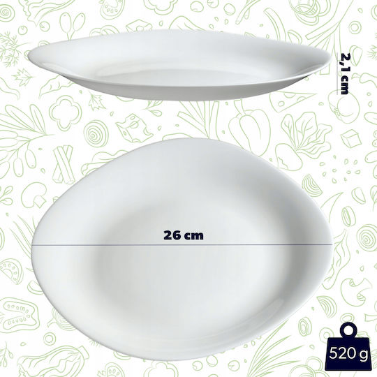 Kadax Πιάτο Ρηχό Λευκό 28x28cm 6τμχ