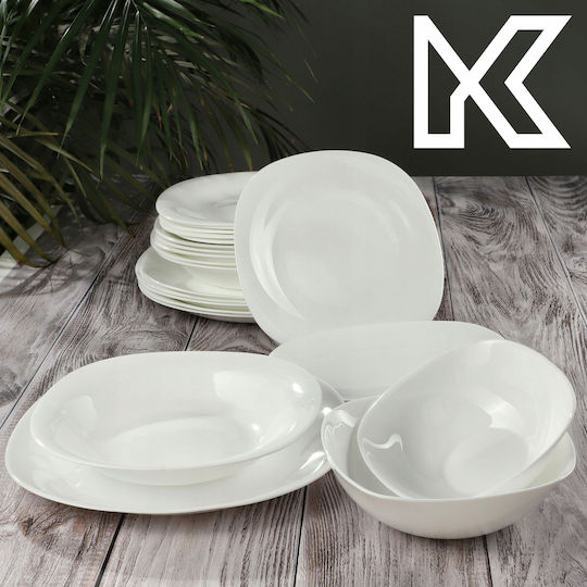 Kadax Чиния Плитко Бял 28x28см 6бр