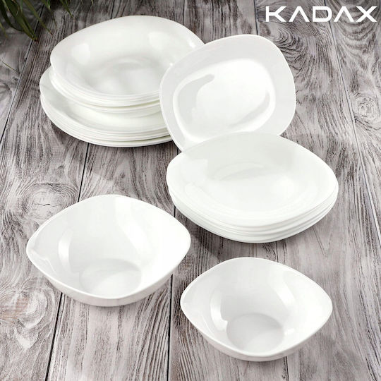 Kadax Πιάτο Ρηχό Τετράγωνο Λευκό 28x28cm 3τμχ