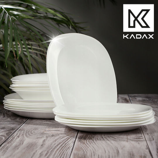 Kadax Πιάτο Ρηχό Τετράγωνο Λευκό 28x28cm 3τμχ