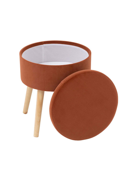 Living Room Stool with Storage Space Upholstered in Fabric Tess Ambre 37x37x43.5cm
