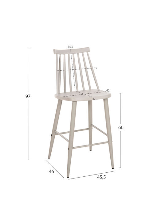 Stool Bar with Backrest made of Polypropylene Vanessa Grey 2pcs 43x45x97cm