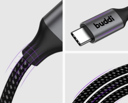 Buddi USB 2.0 Cable USB-C male - USB-C 60W Μαύρο 1m 122491