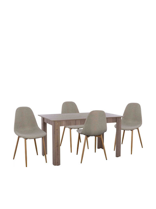 Τραπέζι Κουζίνας με 4 Καρέκλες 140x80εκ. Sonoma / Μπεζ