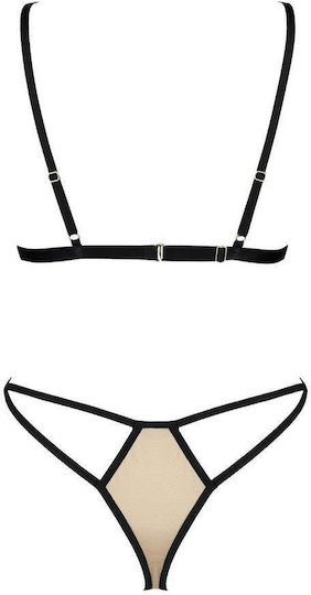 Indila Sexy Lingerie Set with Lace Gold