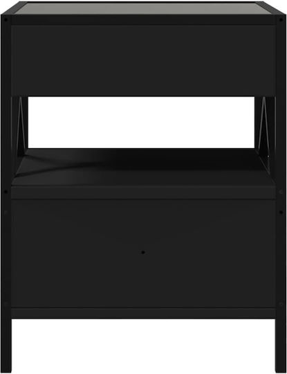 Square Glass Side Table with Drawers Black M40xP40xH51cm